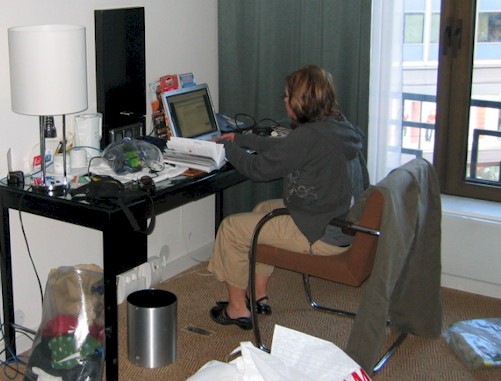 linda blogging away before dinner